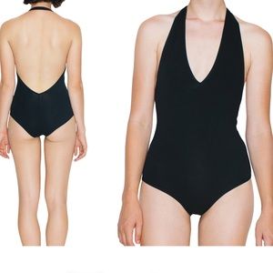 American Apparel Black Halter Body Suit